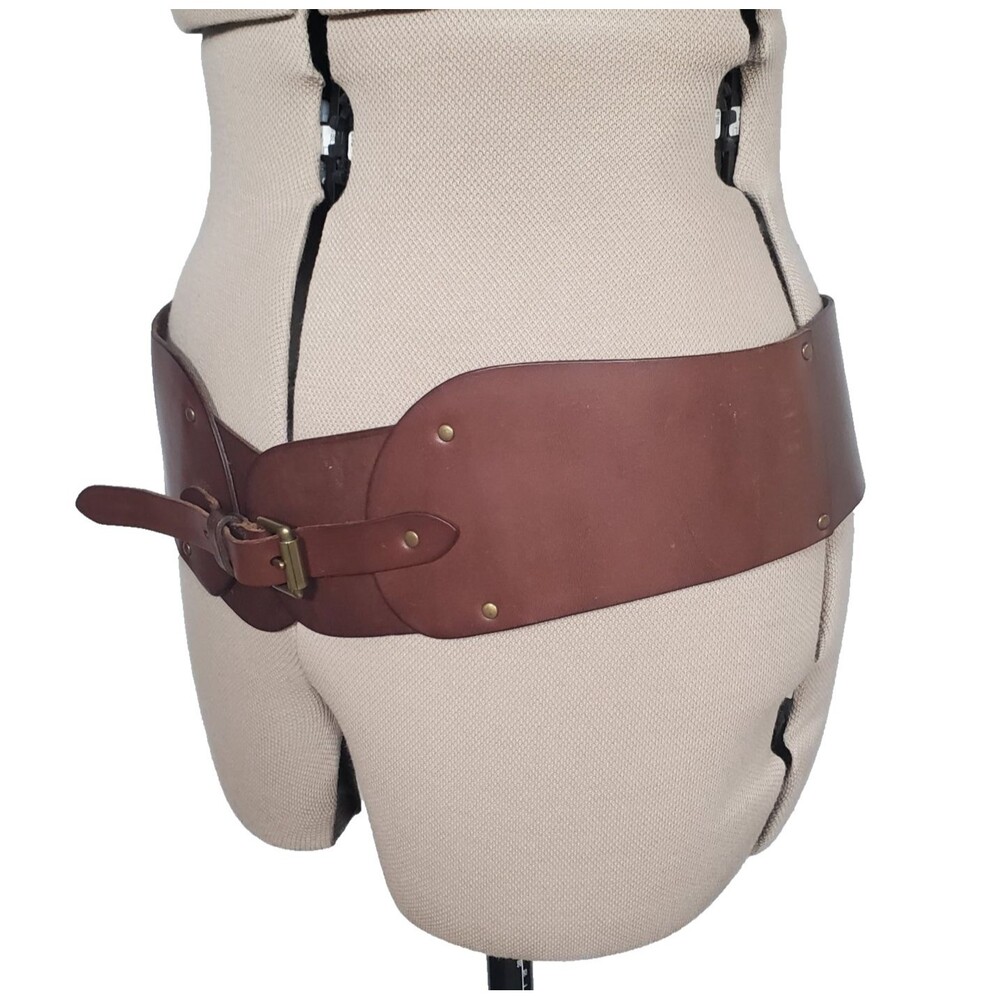 Vtg Banana Republic Women’s Leather Belt Large Brown Corset Wide Fits 39" to 41" - Picture 3 of 10